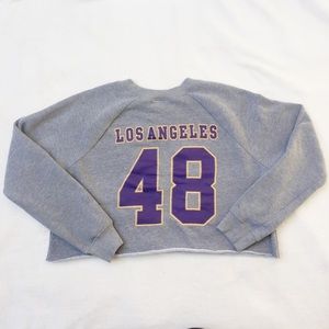 NBA Laker #48 Gray Cropped Sweater